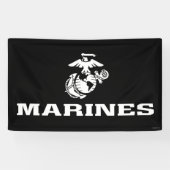 USMC Logo gestapeld - Wit Spandoek (Horizontaal)