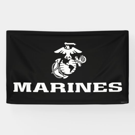 USMC Logo gestapeld - Wit Spandoek (Horizontaal)