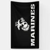 USMC Logo gestapeld - Wit Spandoek (Verticaal)
