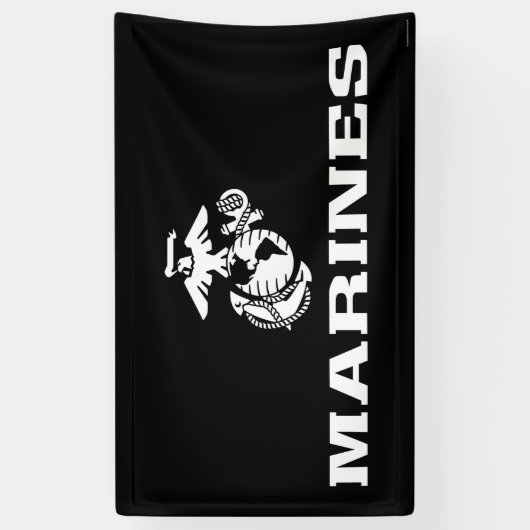 USMC Logo gestapeld - Wit Spandoek (Verticaal)