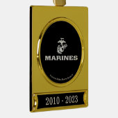USMC Logo gestapeld - Wit Verguld Banner Ornament (Rechts)