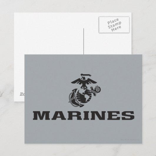 USMC Logo Stacked Black Logo Briefkaart (Voorkant / Achterkant)