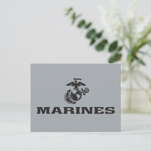 USMC Logo Stacked Black Logo Briefkaart (Staand voorkant)