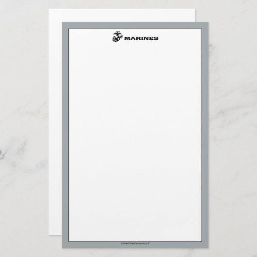 USMC Logo Stacked Black Logo Briefpapier (Voorkant / Achterkant)