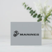USMC Logo Stacked Black Logo Feestdagenkaart (Staand voorkant)