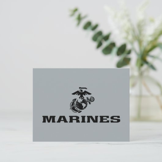 USMC Logo Stacked Black Logo Feestdagenkaart (Staand voorkant)