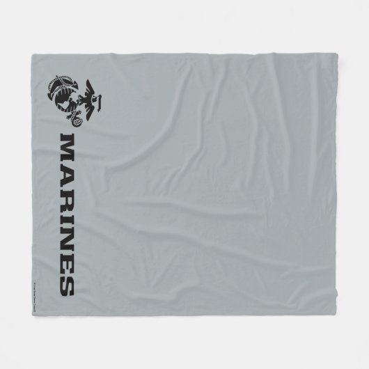 USMC Logo Stacked Black Logo Fleece Deken (Voorkant (Horizontaal))