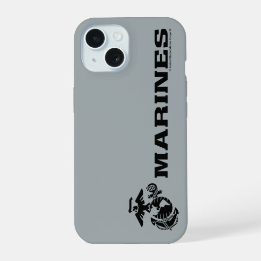 USMC Logo Stacked Black Logo iPhone 15 Case (Achterkant)