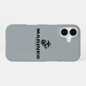 USMC Logo Stacked Black Logo iPhone 16 Hoesje (Achterkant horizontaal)