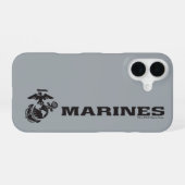 USMC Logo Stacked Black Logo iPhone 16 Hoesje (Achterkant horizontaal)