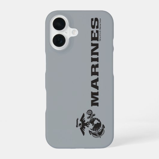 USMC Logo Stacked Black Logo iPhone 16 Hoesje (Achterkant)