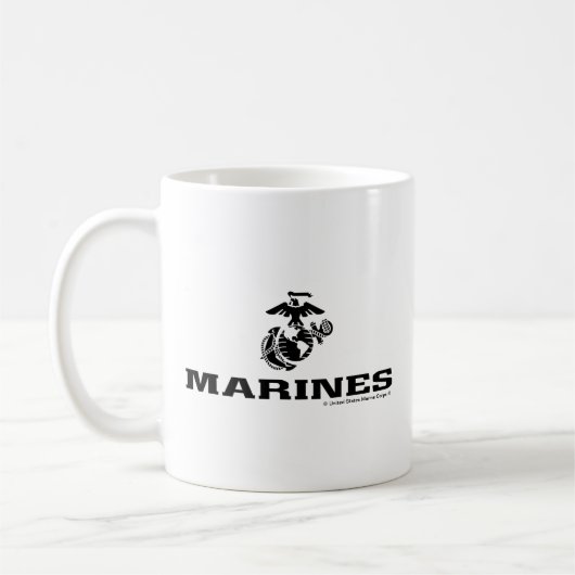 USMC Logo Stacked Black Logo Koffiemok (Links)