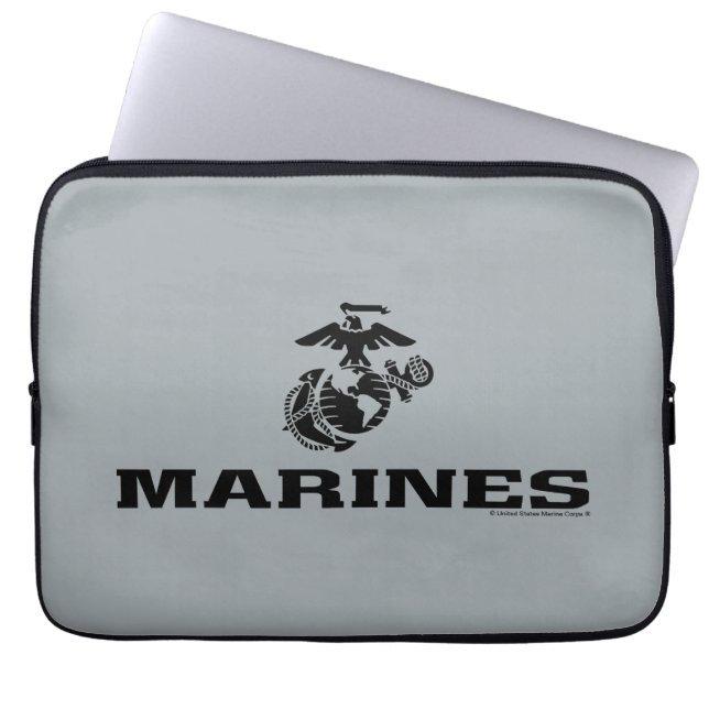 USMC Logo Stacked Black Logo Laptop Sleeve (Voorkant)