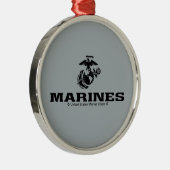 USMC Logo Stacked Black Logo Metalen Ornament (Rechts)