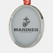 USMC Logo Stacked Black Logo Metalen Ornament (Links)