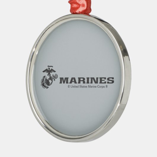 USMC Logo Stacked Black Logo Metalen Ornament (Links)