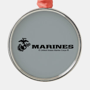 USMC Logo Stacked Black Logo Metalen Ornament