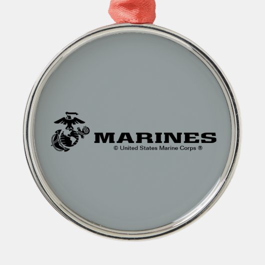 USMC Logo Stacked Black Logo Metalen Ornament (Voorkant)