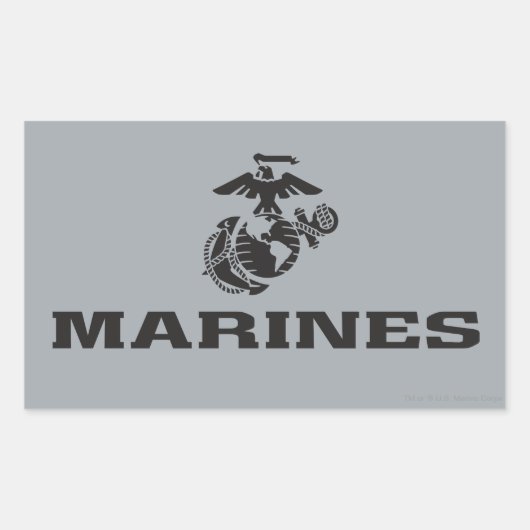 USMC Logo Stacked Black Logo Rechthoekige Sticker (Voorkant)