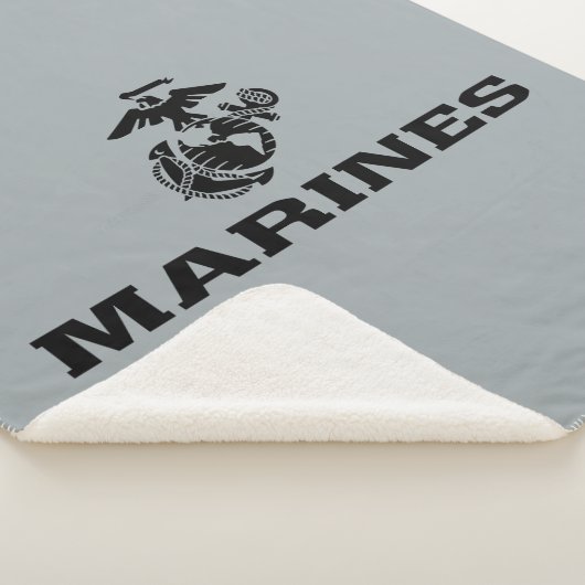 USMC Logo Stacked Black Logo Sherpa Deken (3/4)