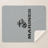 USMC Logo Stacked Black Logo Sherpa Deken (Voorkant (horizontaal))