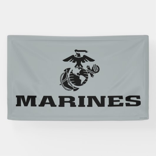 USMC Logo Stacked Black Logo Spandoek (Horizontaal)