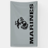 USMC Logo Stacked Black Logo Spandoek (Verticaal)