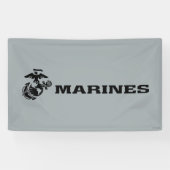 USMC Logo Stacked Black Logo Spandoek (Horizontaal)