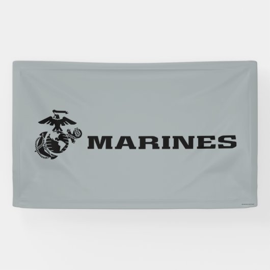 USMC Logo Stacked Black Logo Spandoek (Horizontaal)