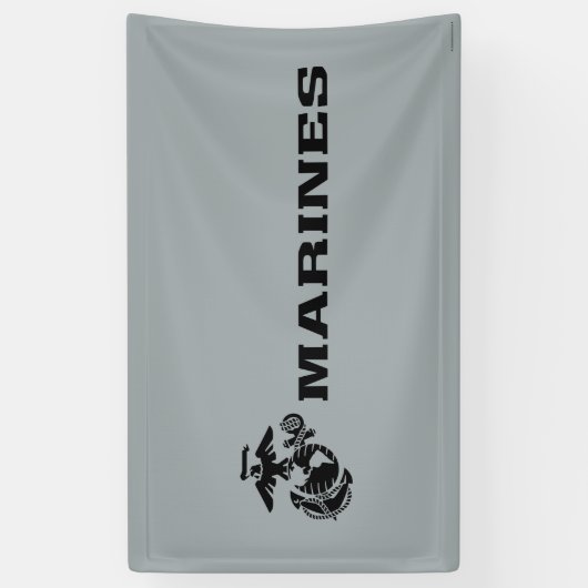 USMC Logo Stacked Black Logo Spandoek (Verticaal)