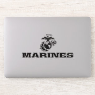 USMC Logo Stacked Black Logo Sticker