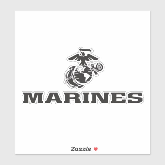 USMC Logo Stacked Black Logo Sticker (Vel)