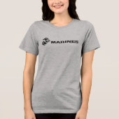 USMC Logo Stacked Black Logo Tri-Blend Shirt (Voorkant)