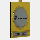 USMC Logo Stacked Black Logo Verguld Banner Ornament (Rechts)