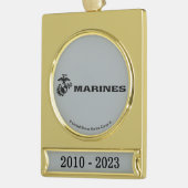 USMC Logo Stacked Black Logo Verguld Banner Ornament (Links)