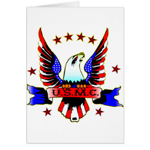 USMC Old School Red White en Blue Eagle Tattoo