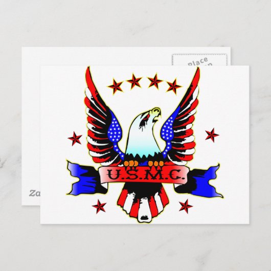 USMC Old School Red White en Blue Eagle Tattoo Briefkaart (Voorkant / Achterkant)
