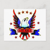 USMC Old School Red White en Blue Eagle Tattoo Briefkaart (Voorkant)