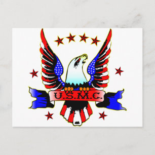 USMC Old School Red White en Blue Eagle Tattoo Briefkaart