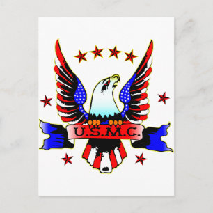 USMC Old School Red White en Blue Eagle Tattoo Briefkaart