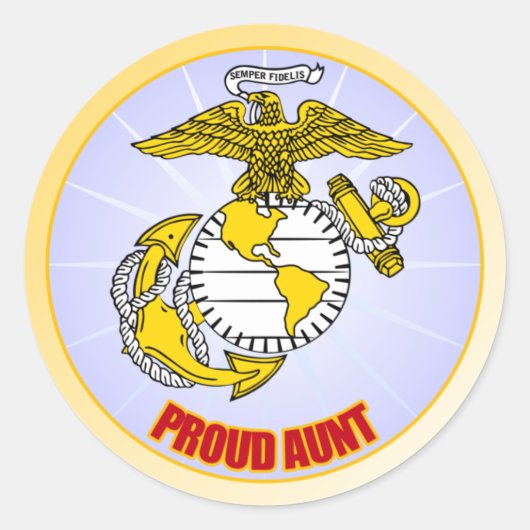 USMC Proud tante Ronde Sticker (Voorkant)