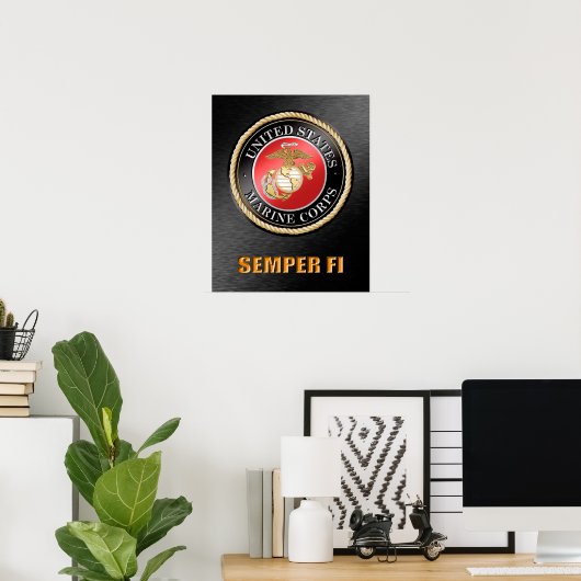 USMC Semper Fi-Poster Poster (Thuiskantoor)