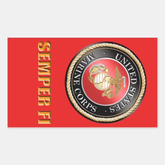 USMC Semper Fi Rechthoekige Sticker (Voorkant)