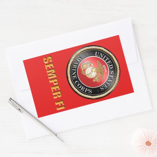 USMC Semper Fi Rechthoekige Sticker (Envelop)