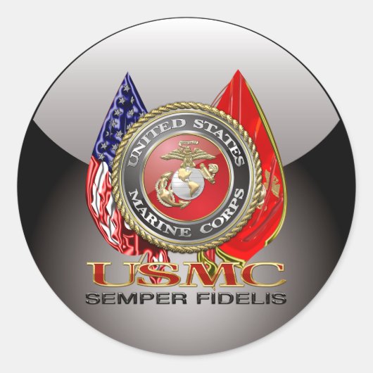 USMC Semper Fi [Special Edition] [3D] Ronde Sticker (Voorkant)