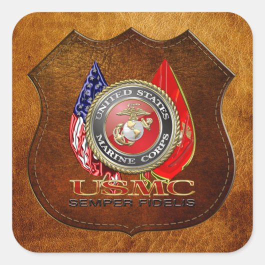 USMC Semper Fi [Special Edition] [3D] Vierkante Sticker (Voorkant)