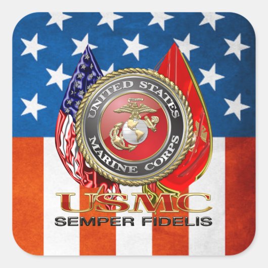 USMC Semper Fi [Special Edition] [3D] Vierkante Sticker (Voorkant)
