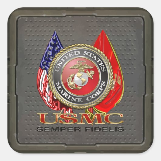 USMC Semper Fi [Special Edition] [3D] Vierkante Sticker (Voorkant)