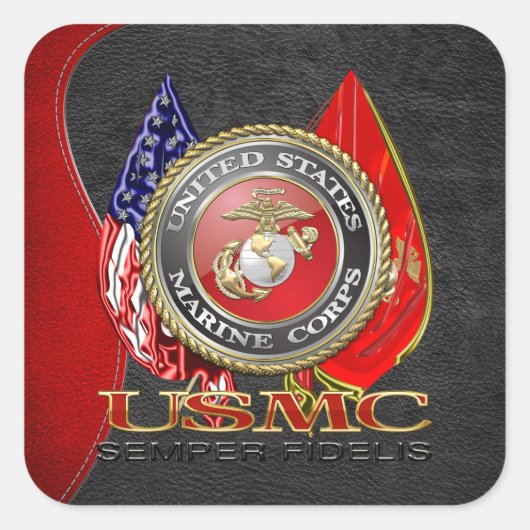 USMC Semper Fi [Special Edition] [3D] Vierkante Sticker (Voorkant)