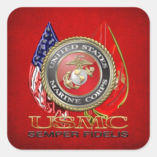 USMC Semper Fi [Special Edition] [3D] Vierkante Sticker (Voorkant)